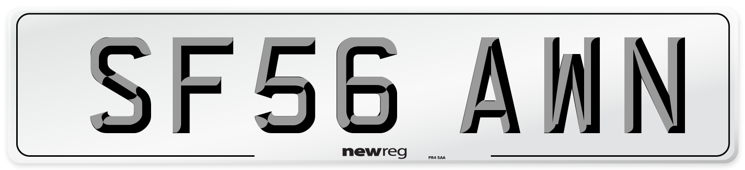 SF56 AWN Number Plate from New Reg